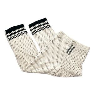 Ultra Pink Cream & Black Crochet Knit High Rise Lined Pants